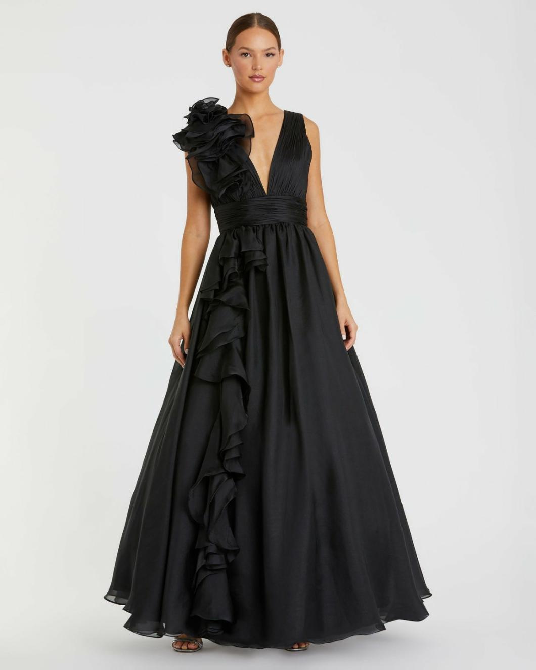 Best Sellers | Women Mac Duggal Ruffle Detailed Evening Dress Black
