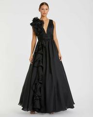 Best Sellers | Women Mac Duggal Ruffle Detailed Evening Dress Black