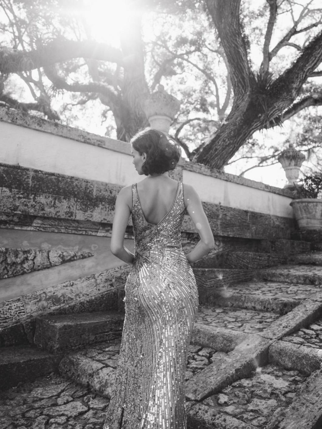 Best Sellers | Women Mac Duggal Silver Beaded Floral Sleeveless Gown Silver