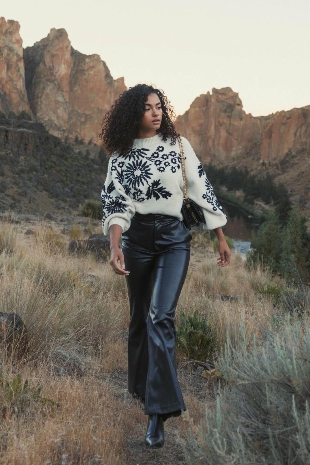 Blouses And Tops | Women Mac Duggal Balloon Sleeve Cropped Mock Neck Knit Sweater Ecru