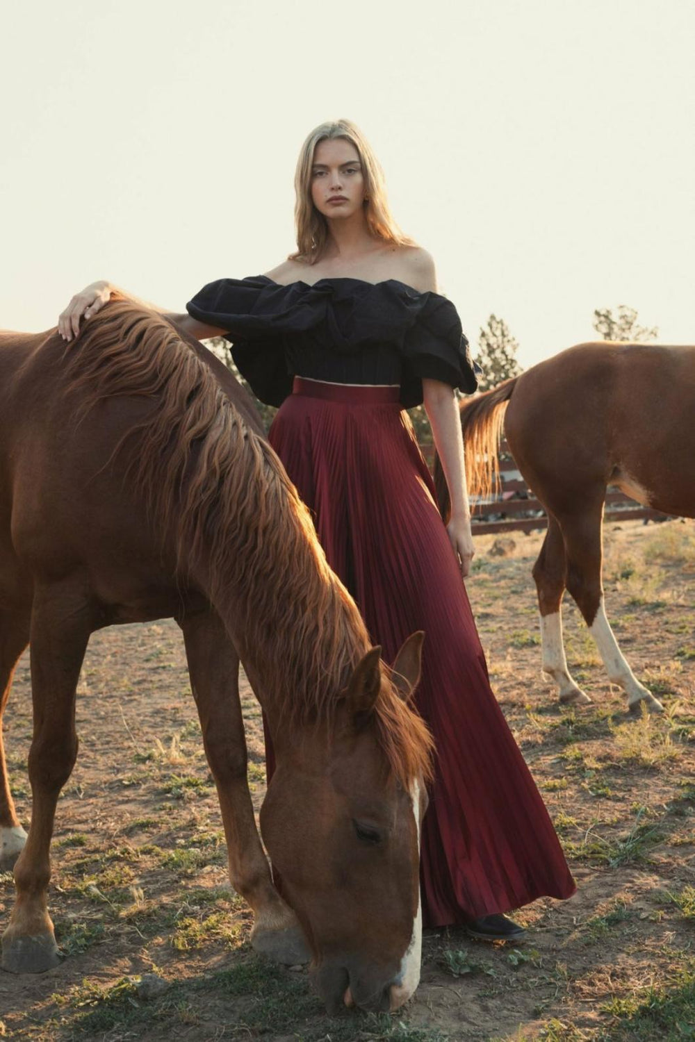 Blouses And Tops | Women Mac Duggal Black Faille Off The Shoulder Bustier Ruffle Top - FINAL SALE Black