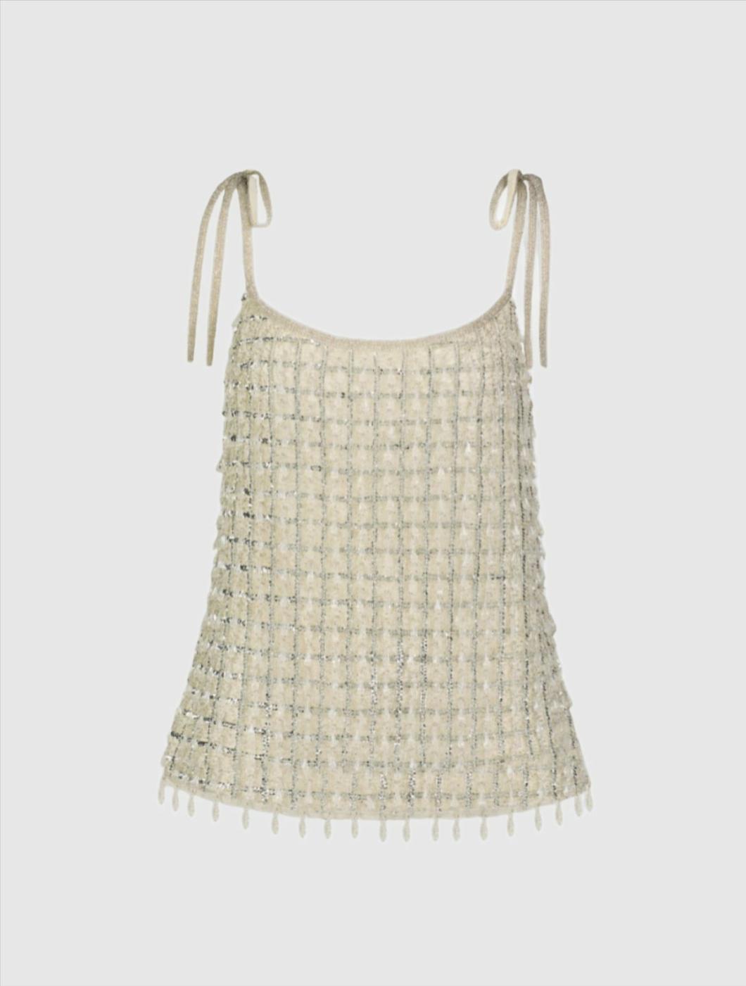 Blouses And Tops | Women Mac Duggal Crystal Embellished Soft Tie Cami Top - FINAL SALE Nude