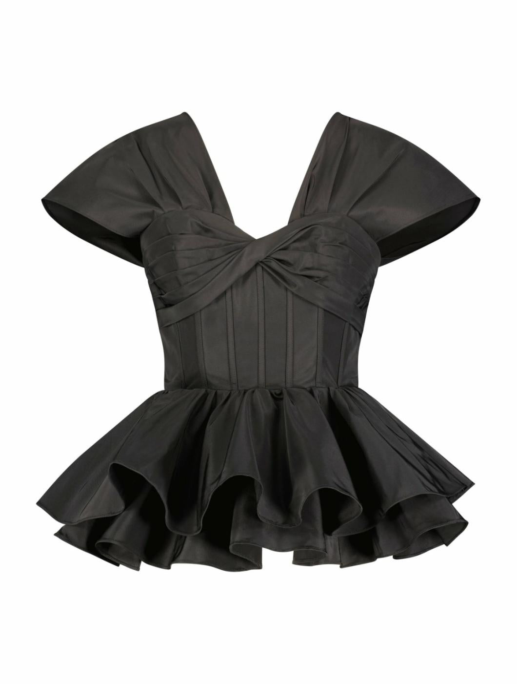 Blouses And Tops | Women Mac Duggal Faille Twist Bustier Peplum Top Black