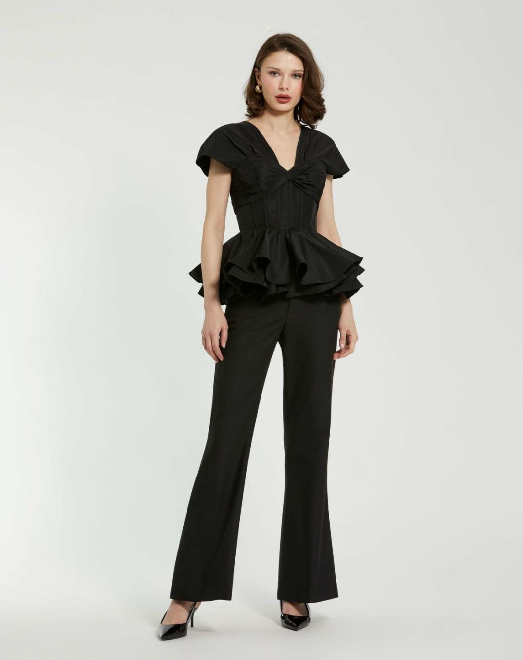 Blouses And Tops | Women Mac Duggal Faille Twist Bustier Peplum Top Black