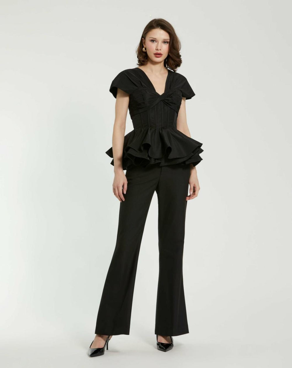 Blouses And Tops | Women Mac Duggal Faille Twist Bustier Peplum Top Black