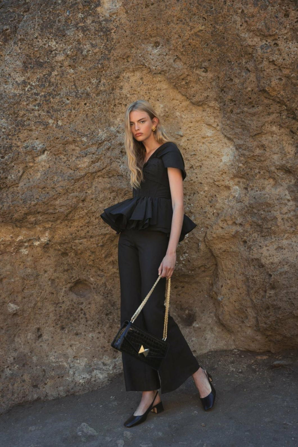 Blouses And Tops | Women Mac Duggal Faille Twist Bustier Peplum Top Black