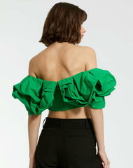 Blouses And Tops | Women Mac Duggal Green Faille Off The Shoulder Bustier Ruffle Top - FINAL SALE Spring Green