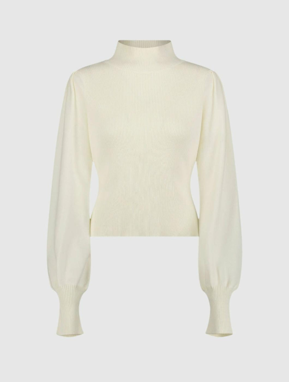 Blouses And Tops | Women Mac Duggal Ivory Ribbed Knit Balloon Sleeve Turtle Neck Sweater - FINAL SALE Ivory