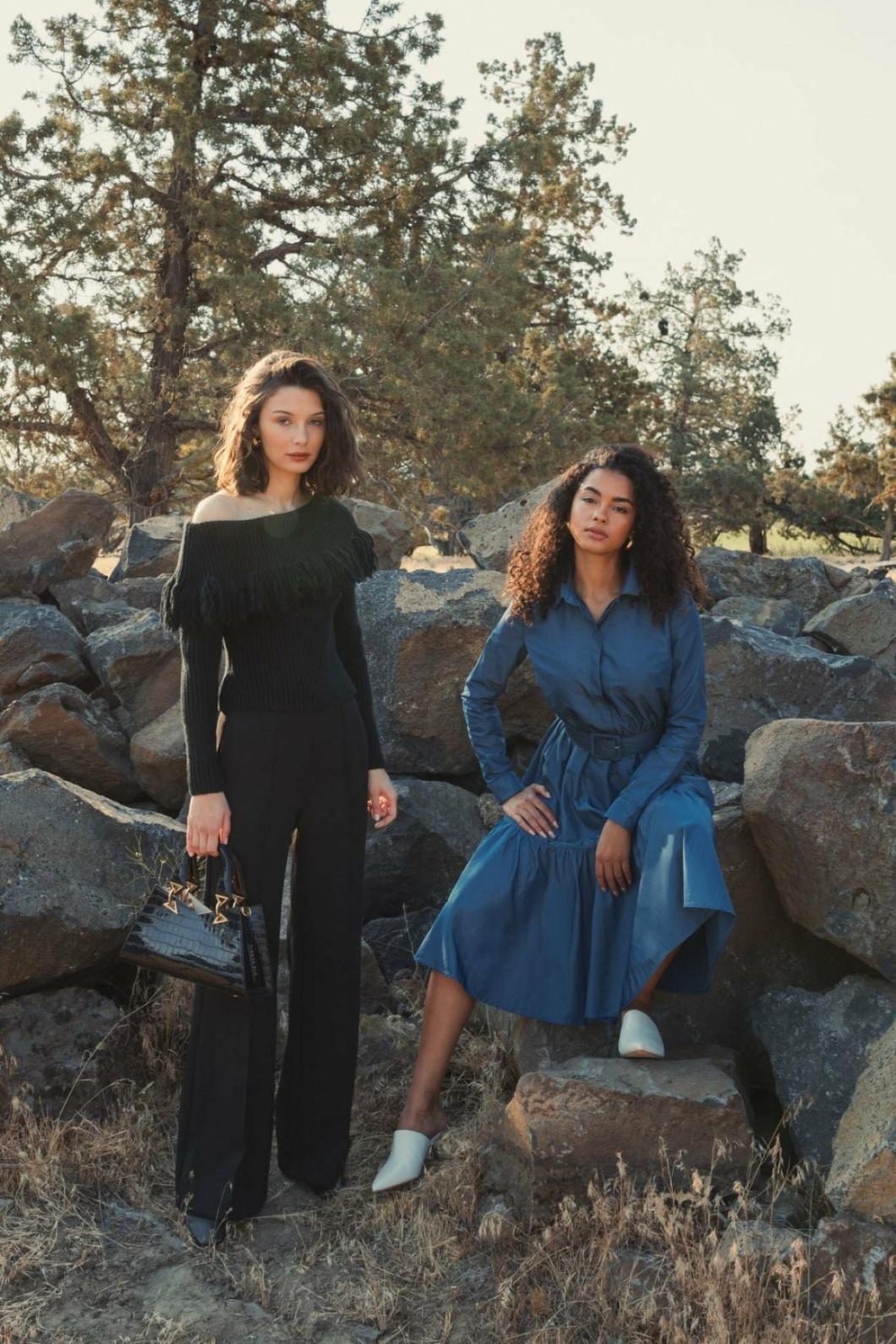 Blouses And Tops | Women Mac Duggal Off The Shoulder Fringe Knit Sweater - FINAL SALE Black