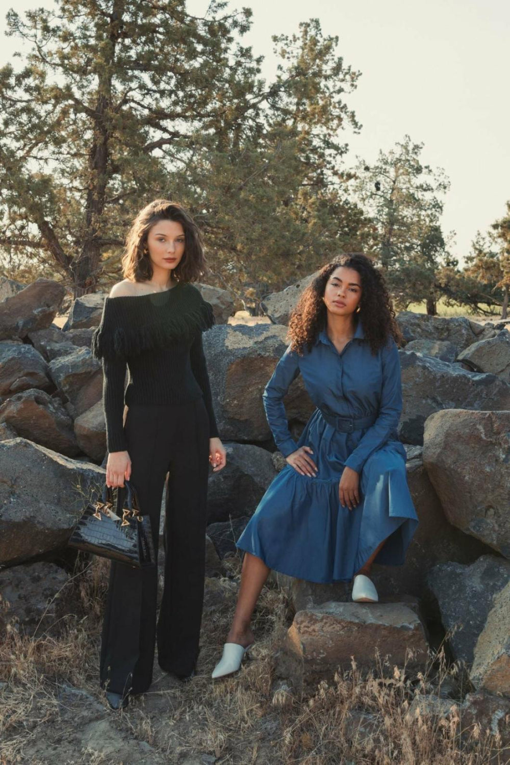 Blouses And Tops | Women Mac Duggal Off The Shoulder Fringe Knit Sweater - FINAL SALE Black