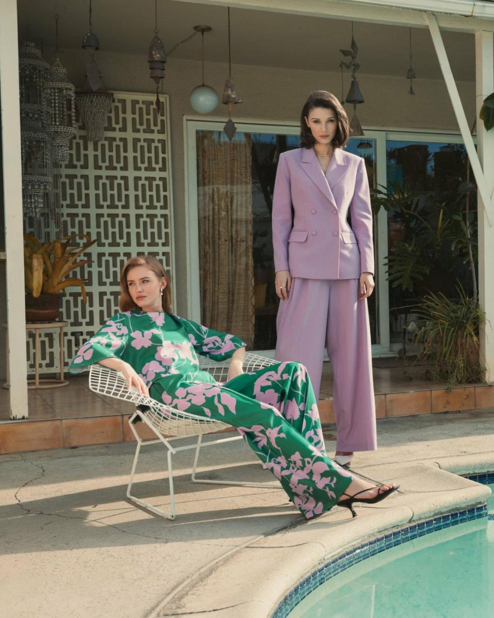 Blouses And Tops | Women Mac Duggal Printed Crepe 3/4 Bell Sleeve High Neck Top - FINAL SALE Green Multi