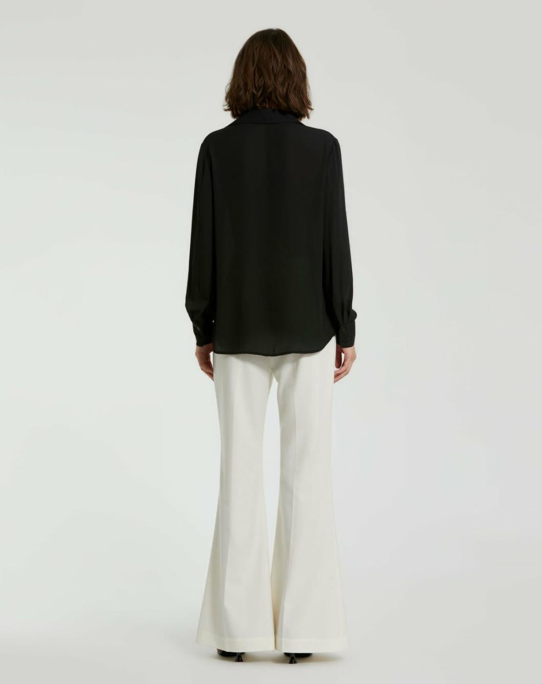 Blouses And Tops | Women Mac Duggal The Bentley Long Sleeve Button Up Georgette Blouse - FINAL SALE Black