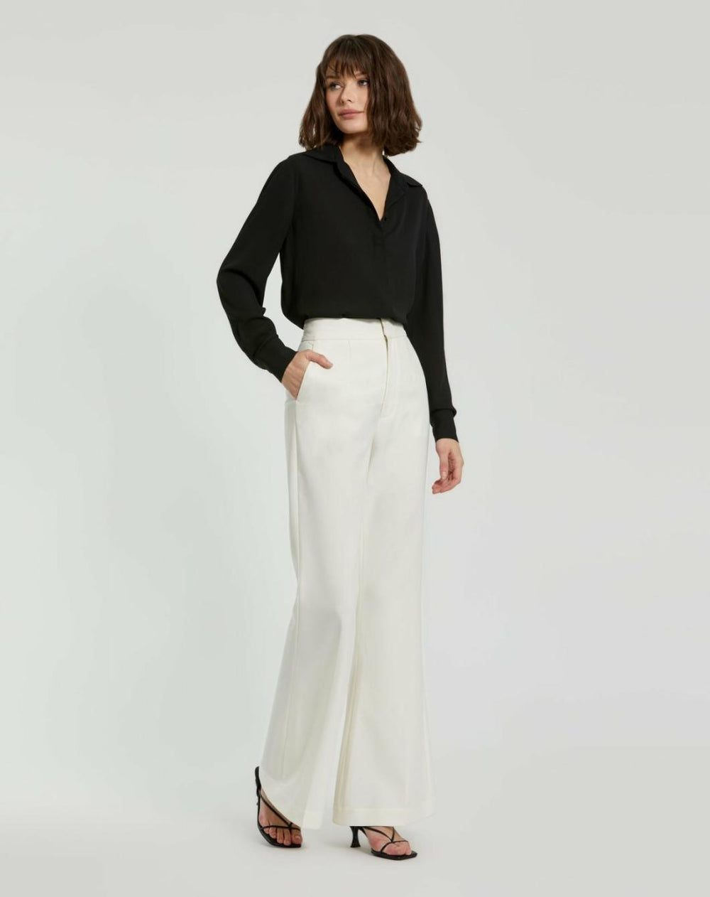 Blouses And Tops | Women Mac Duggal The Bentley Long Sleeve Button Up Georgette Blouse - FINAL SALE Black