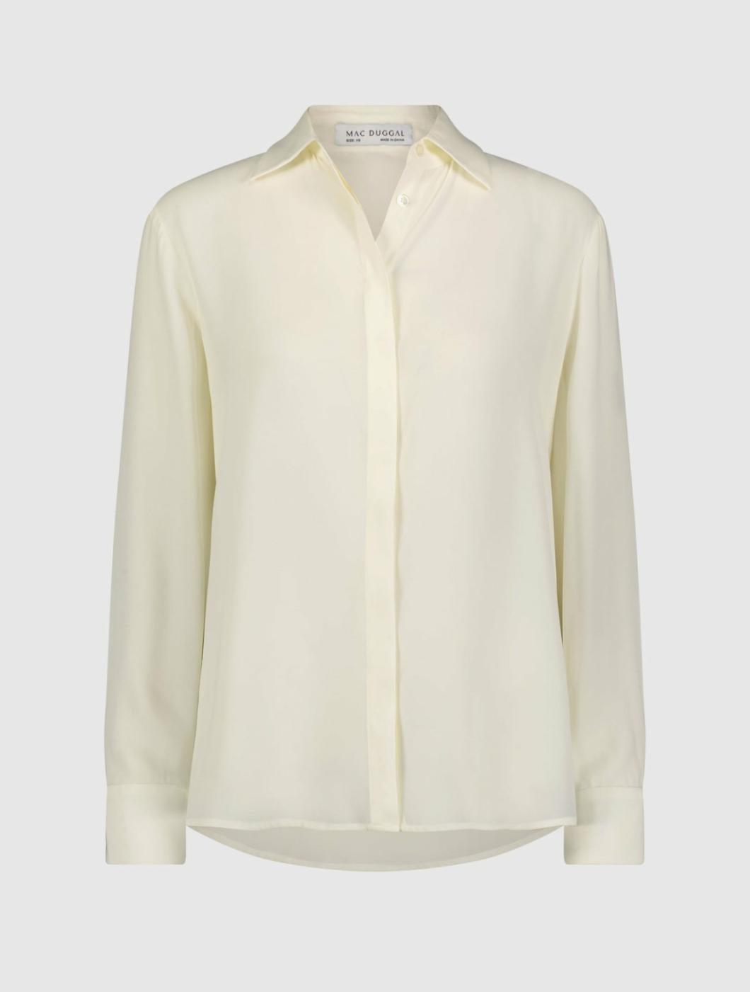 Blouses And Tops | Women Mac Duggal The Bentley Long Sleeve Button Up Georgette Blouse - FINAL SALE Cream