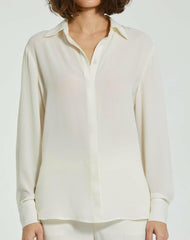 Blouses And Tops | Women Mac Duggal The Bentley Long Sleeve Button Up Georgette Blouse - FINAL SALE Cream