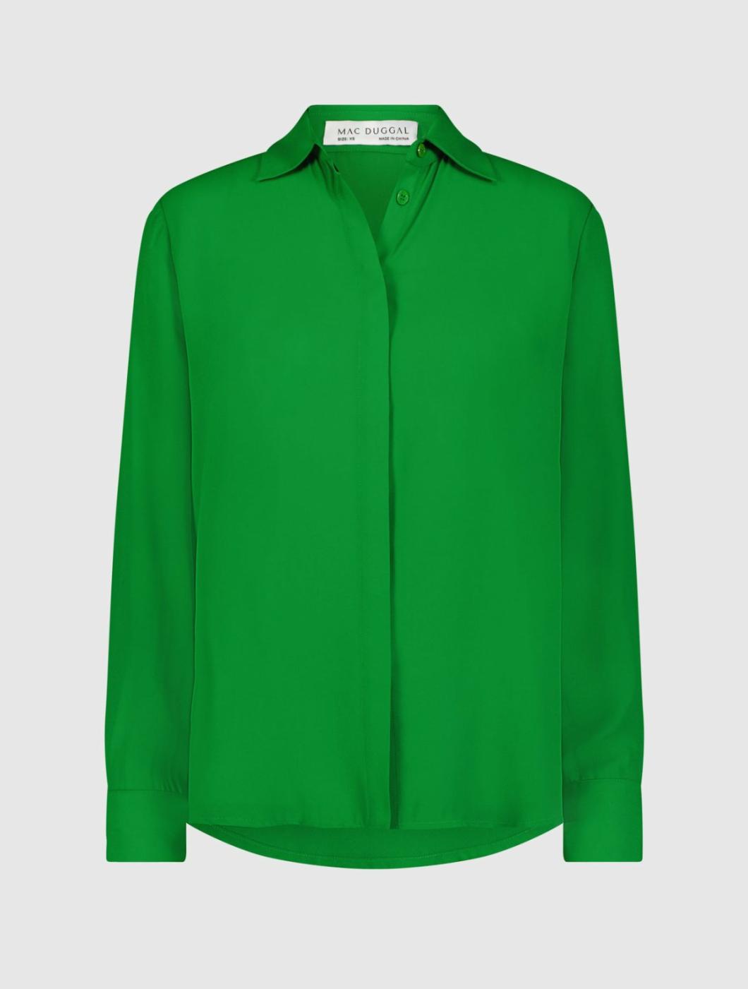 Blouses And Tops | Women Mac Duggal The Bentley Long Sleeve Button Up Georgette Blouse - FINAL SALE Spring Green