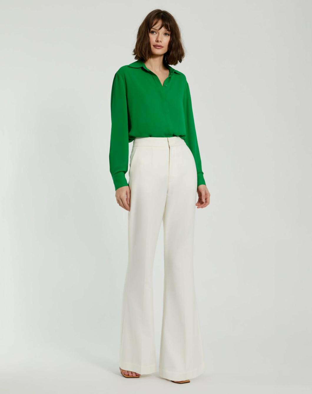 Blouses And Tops | Women Mac Duggal The Bentley Long Sleeve Button Up Georgette Blouse - FINAL SALE Spring Green