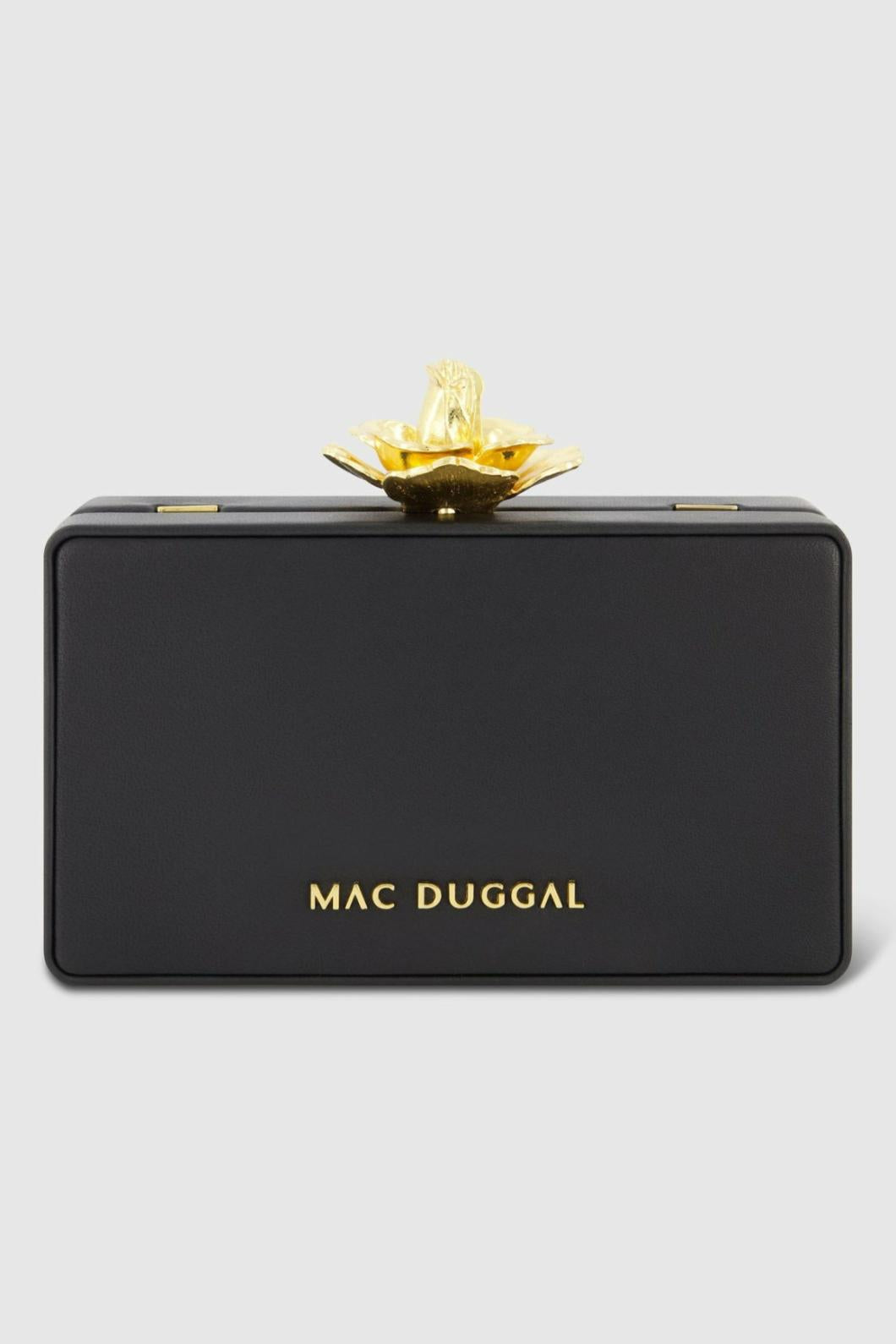 Clutches | Women Mac Duggal Gold Rose Mini Black Nappa Leather Box Clutch Black