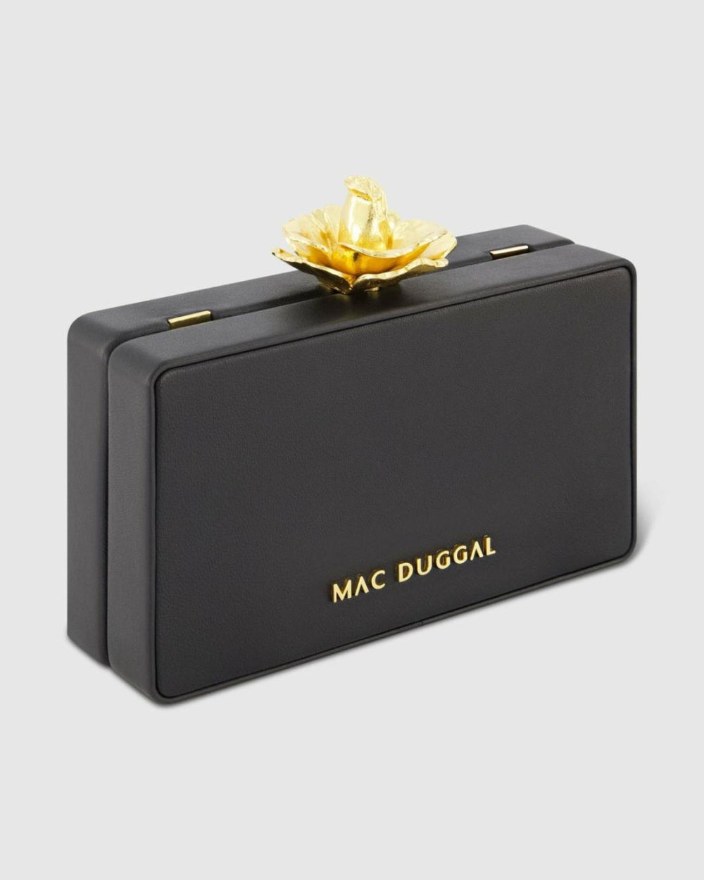 Clutches | Women Mac Duggal Gold Rose Mini Black Nappa Leather Box Clutch Black