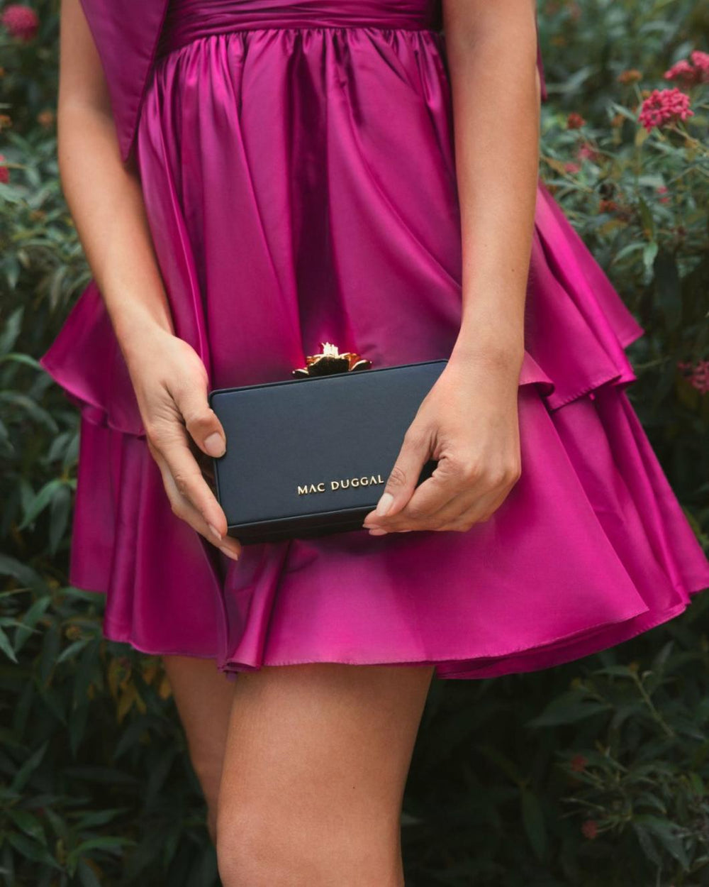 Clutches | Women Mac Duggal Gold Rose Mini Black Nappa Leather Box Clutch Black