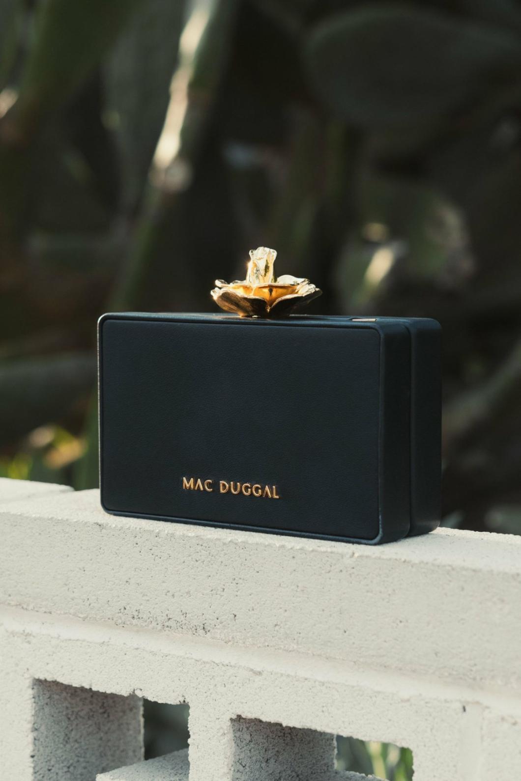 Clutches | Women Mac Duggal Gold Rose Mini Black Nappa Leather Box Clutch Black