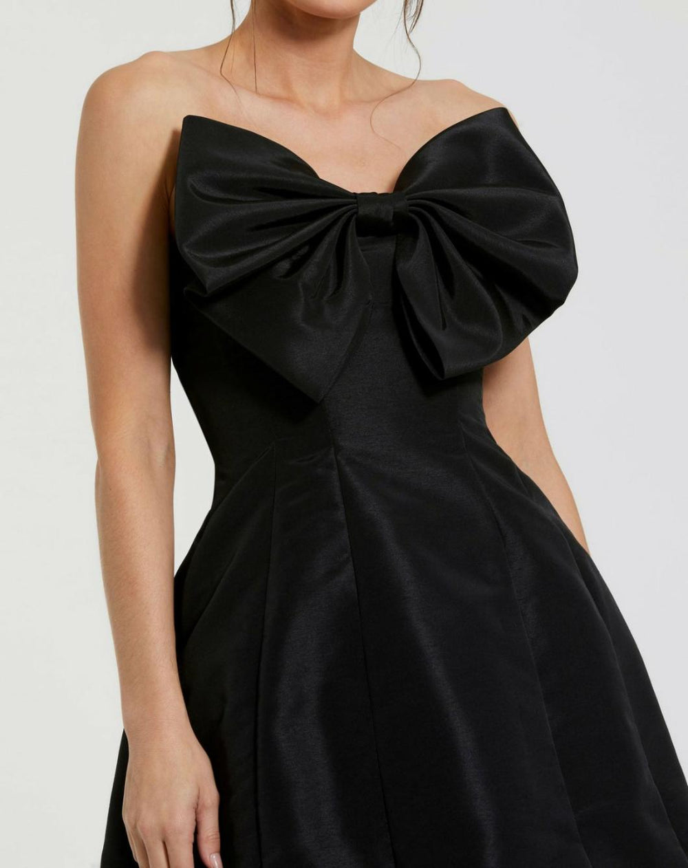 Cocktail Dresses | Women Mac Duggal Black Strapless Oversized Bow Fit &amp; Flare Mini Dress Black