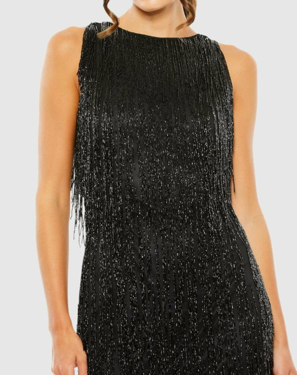 Cocktail Dresses | Women Mac Duggal Embellished Beaded Fringe Dress Black