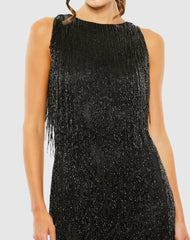 Cocktail Dresses | Women Mac Duggal Embellished Beaded Fringe Dress Black