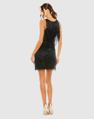 Cocktail Dresses | Women Mac Duggal Embellished Beaded Fringe Dress Black