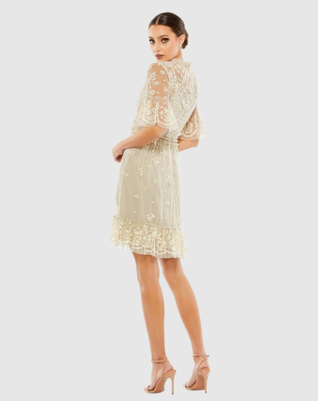 Cocktail Dresses | Women Mac Duggal Embellished Illusion High Neck Mini Dress Black