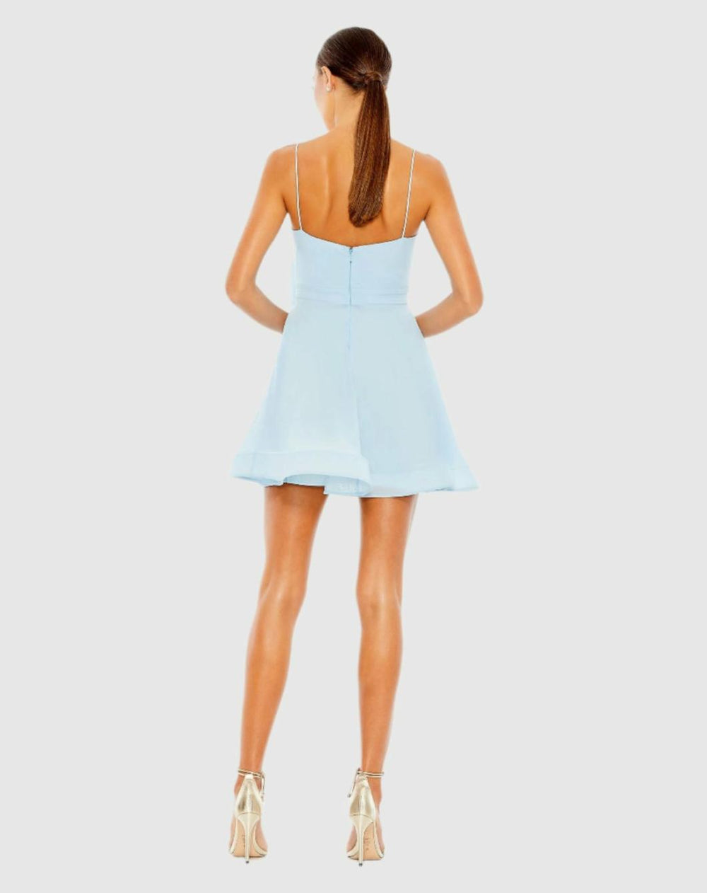 Cocktail Dresses | Women Mac Duggal Faux Wrap Bow Detail Flowy Mini Dress Powder Blue