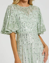 Cocktail Dresses | Women Mac Duggal Flounce Sleeve Midi Dress Sage