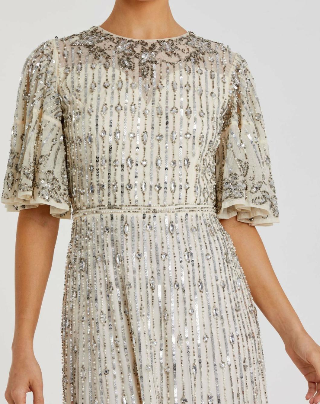 Cocktail Dresses | Women Mac Duggal Flounce Sleeve Midi Dress Sage