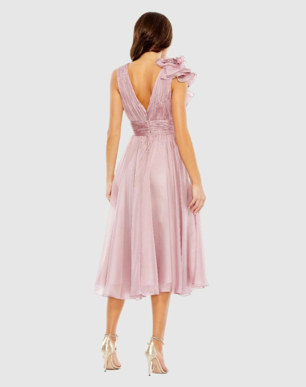 Cocktail Dresses | Women Mac Duggal Pink Sleeveless Chiffon A-Line Tea Length Cocktail Dress Rose
