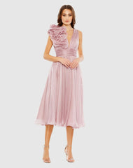 Cocktail Dresses | Women Mac Duggal Pink Sleeveless Chiffon A-Line Tea Length Cocktail Dress Rose