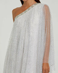 Cocktail Dresses | Women Mac Duggal Rhinestone Embellished Waistband A Line Skirt Dress White