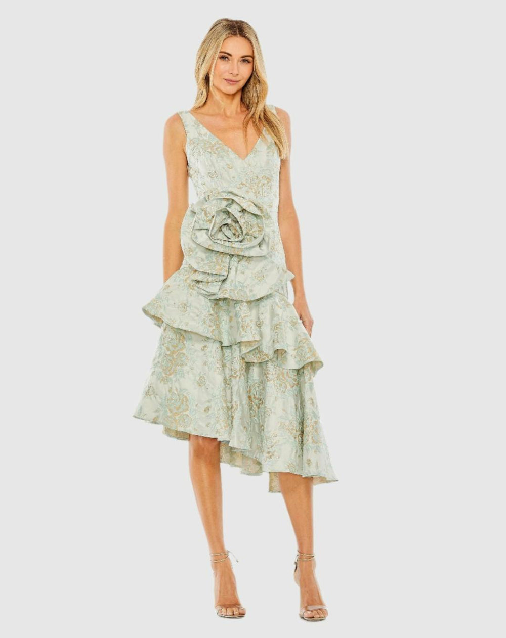 Cocktail Dresses | Women Mac Duggal Rose Detail Asymmetrical Brocade Dress French Blue