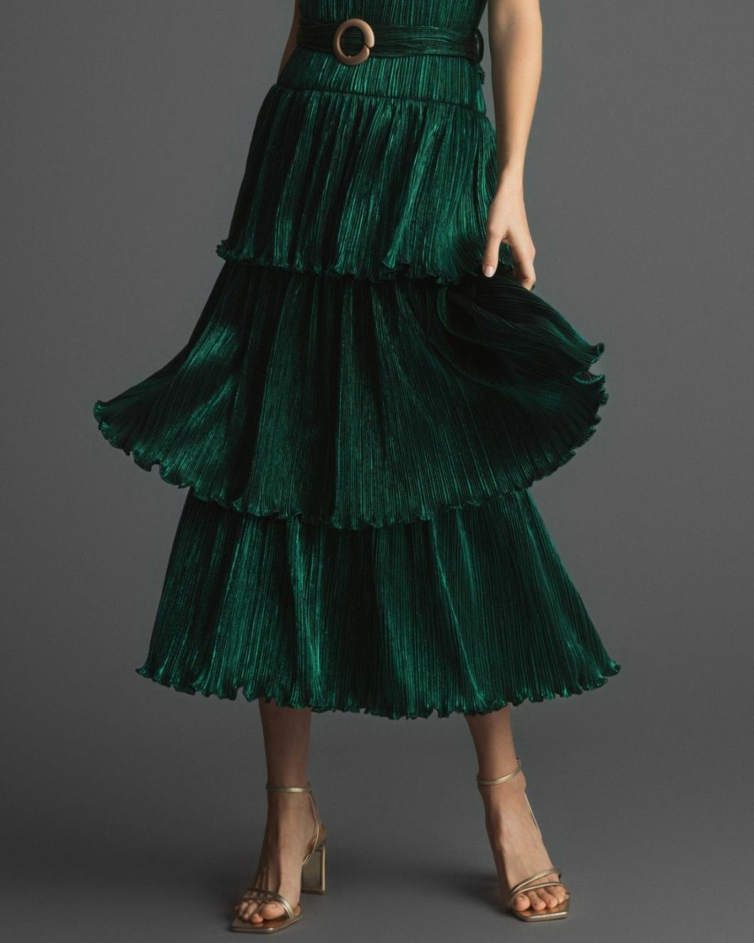 Cocktail Dresses | Women Mac Duggal Ruffle Tiered Buckle Detail Dress Gold