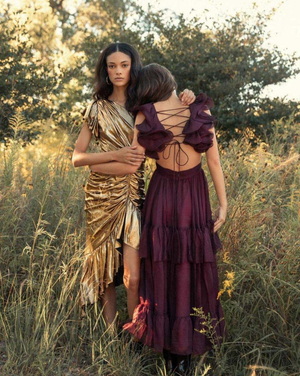 Cocktail Dresses | Women Mac Duggal Ruffle Tiered Cut-Out Chiffon Dress Bordeaux