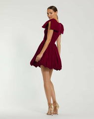 Cocktail Dresses | Women Mac Duggal Shoulder Bow Velvet Bubble Mini Dress Berry