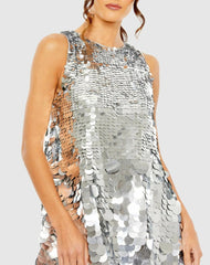 Cocktail Dresses | Women Mac Duggal Sleeveless Disc Sequin Trapeze Dress Silver