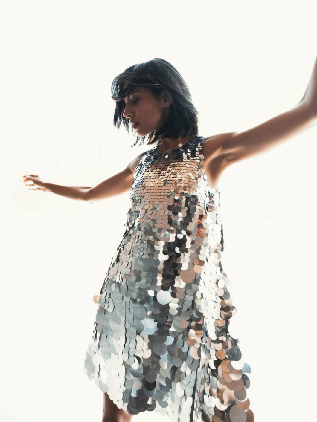 Cocktail Dresses | Women Mac Duggal Sleeveless Disc Sequin Trapeze Dress Silver