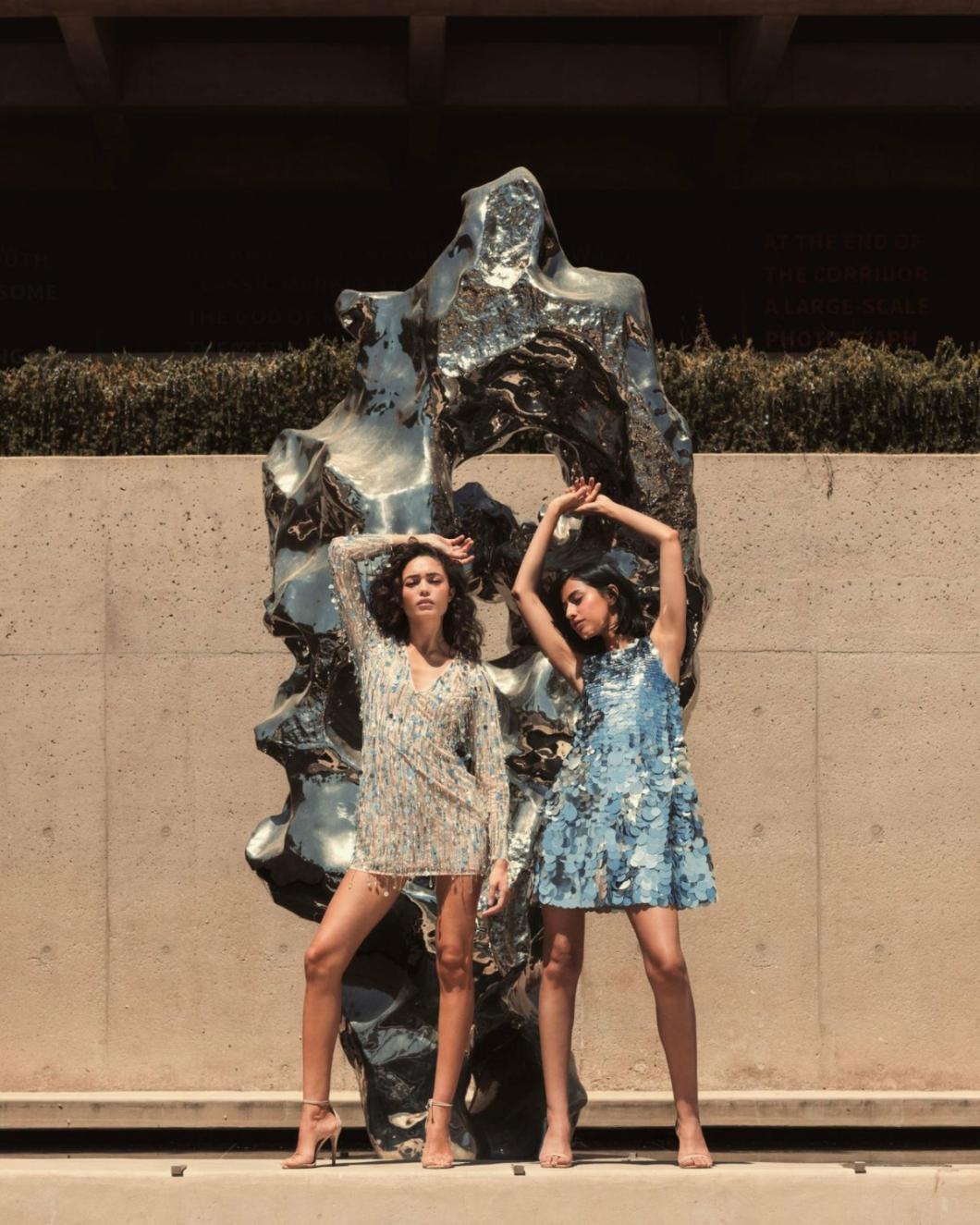 Cocktail Dresses | Women Mac Duggal Sleeveless Disc Sequin Trapeze Dress Silver