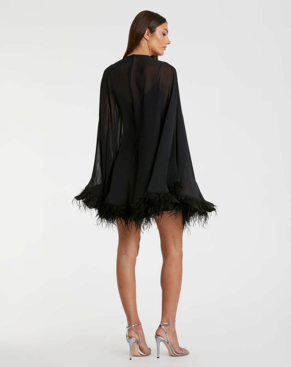 Cocktail Dresses | Women Mac Duggal Trapeze Feather Trim Mini Dress Black