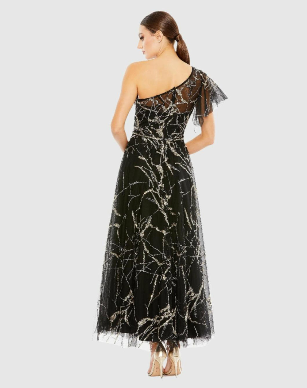 Cocktail Dresses | Women Mac Duggal Two Tone One Shoulder A Line Dress Black