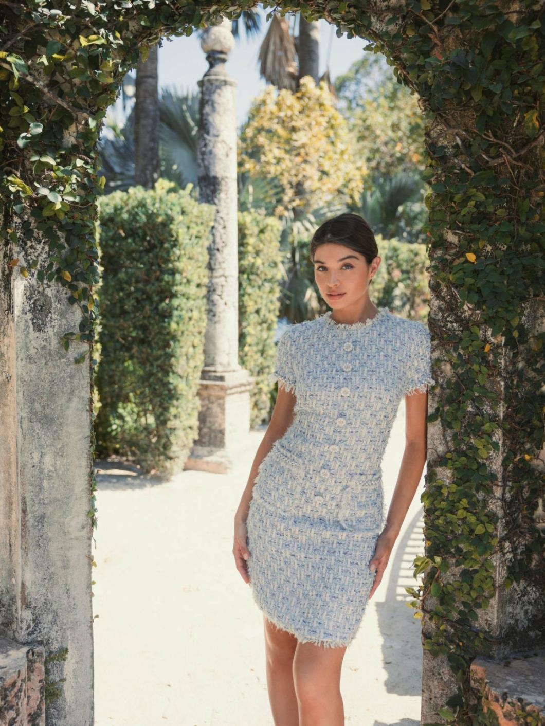 Daytime Dresses | Women Mac Duggal Blue Cap Sleeve Floral Button Detail Shift Dress Blue Multi