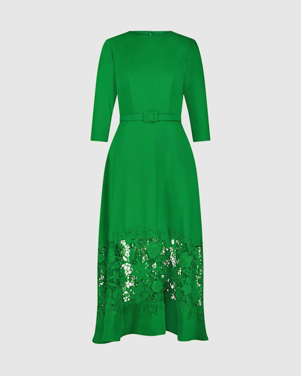 Daytime Dresses | Women Mac Duggal Crepe Boat Neck Midi Dress With Applique Cut Out Spring Green