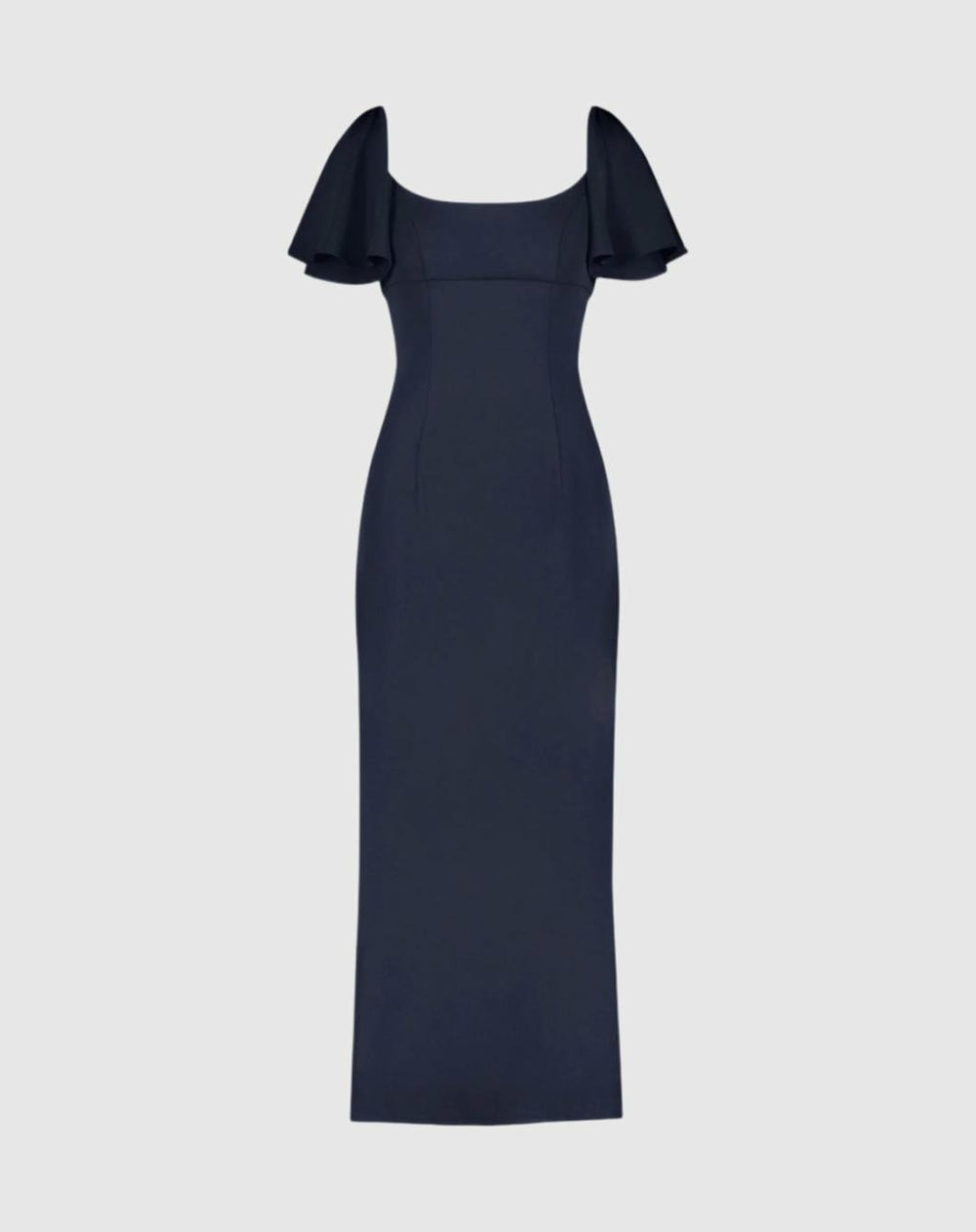Daytime Dresses | Women Mac Duggal Crepe Fitted Column Dress With Short Ruffle Sleeves Navy
