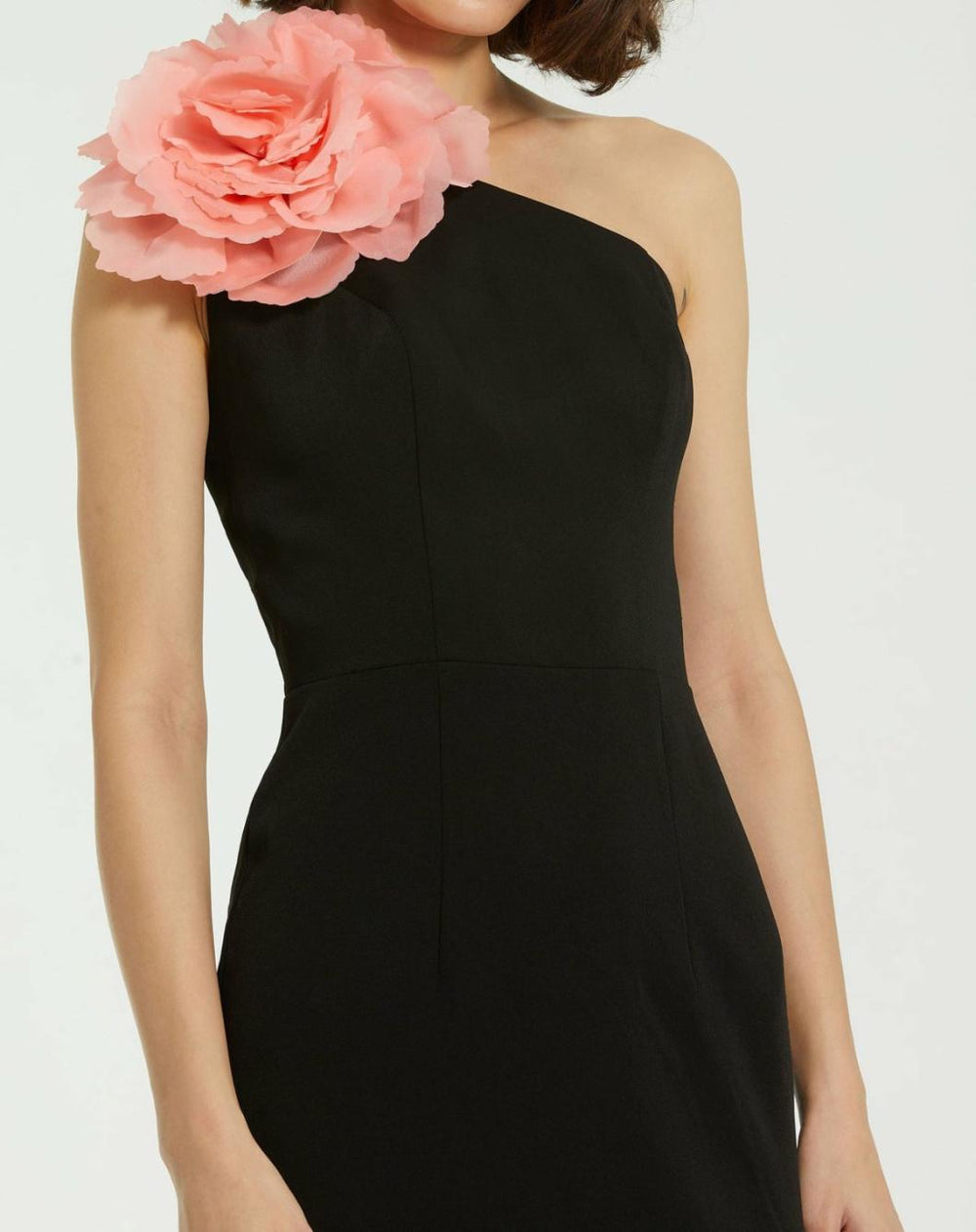 Daytime Dresses | Women Mac Duggal Crepe One Shoulder Midi Dress With Flower Black