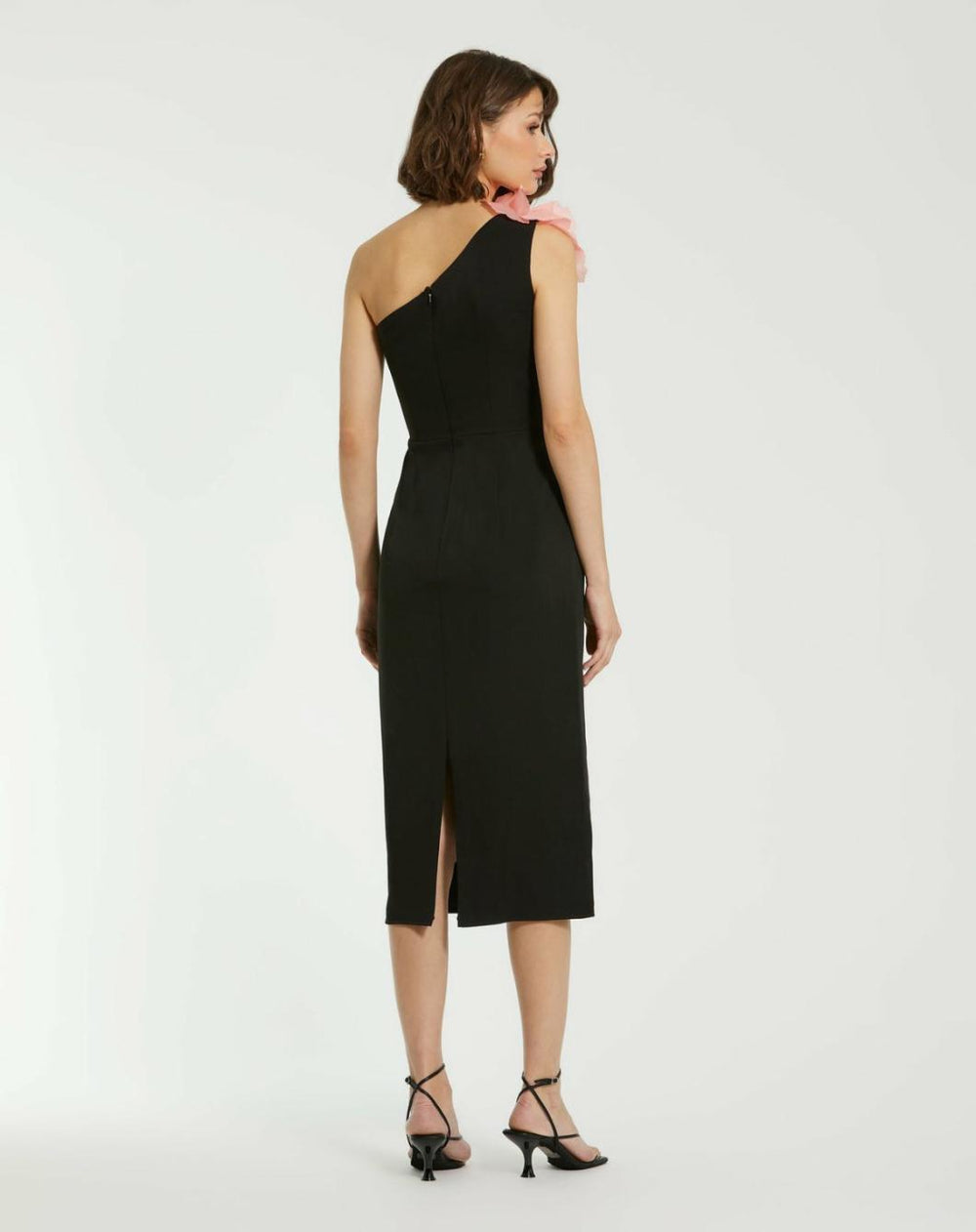 Daytime Dresses | Women Mac Duggal Crepe One Shoulder Midi Dress With Flower Black